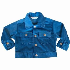 Vintage Healthtex Toddler Blue Corduroy Jacket Snap Buttons 18M